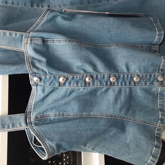 Sexy Chic denim jean two-piece skirt top set rockabilly pinup - Picture 4 of 9